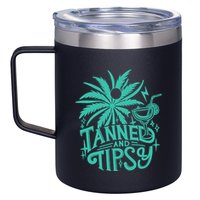 Retro Tanned And Tipsy Beach Summer Vacation Funny 12oz Stainless Steel Coffee Mug