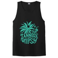Retro Tanned And Tipsy Beach Summer Vacation Funny PosiCharge Competitor Tank