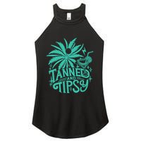 Retro Tanned And Tipsy Beach Summer Vacation Funny Women's Perfect Tri Rocker Tank