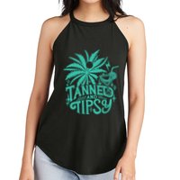 Retro Tanned And Tipsy Beach Summer Vacation Funny Women's Perfect Tri Rocker Tank
