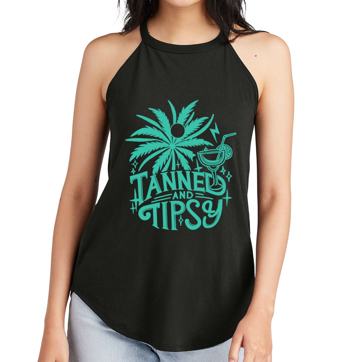 Retro Tanned And Tipsy Beach Summer Vacation Funny Women's Perfect Tri Rocker Tank
