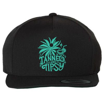 Retro Tanned And Tipsy Beach Summer Vacation Funny Wool Snapback Cap