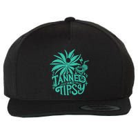Retro Tanned And Tipsy Beach Summer Vacation Funny Wool Snapback Cap