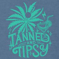 Retro Tanned And Tipsy Beach Summer Vacation Funny Garment-Dyed Sweatshirt