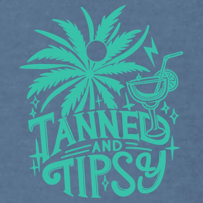 Retro Tanned And Tipsy Beach Summer Vacation Funny Garment-Dyed Sweatshirt