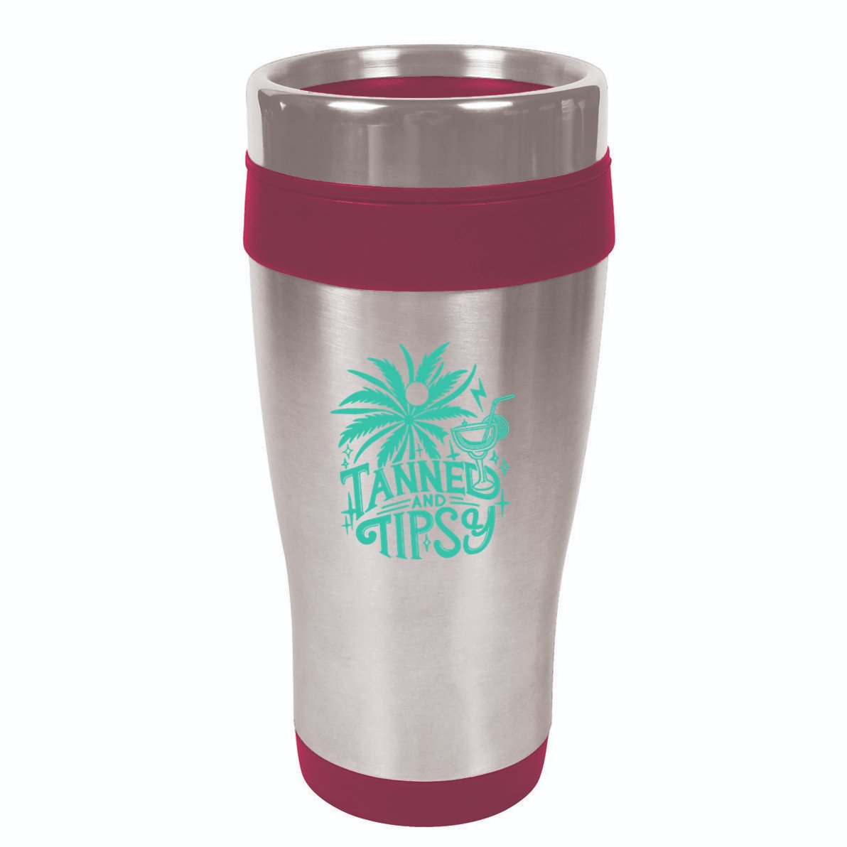 Retro Tanned And Tipsy Beach Summer Vacation Funny 16oz Travel Tumbler