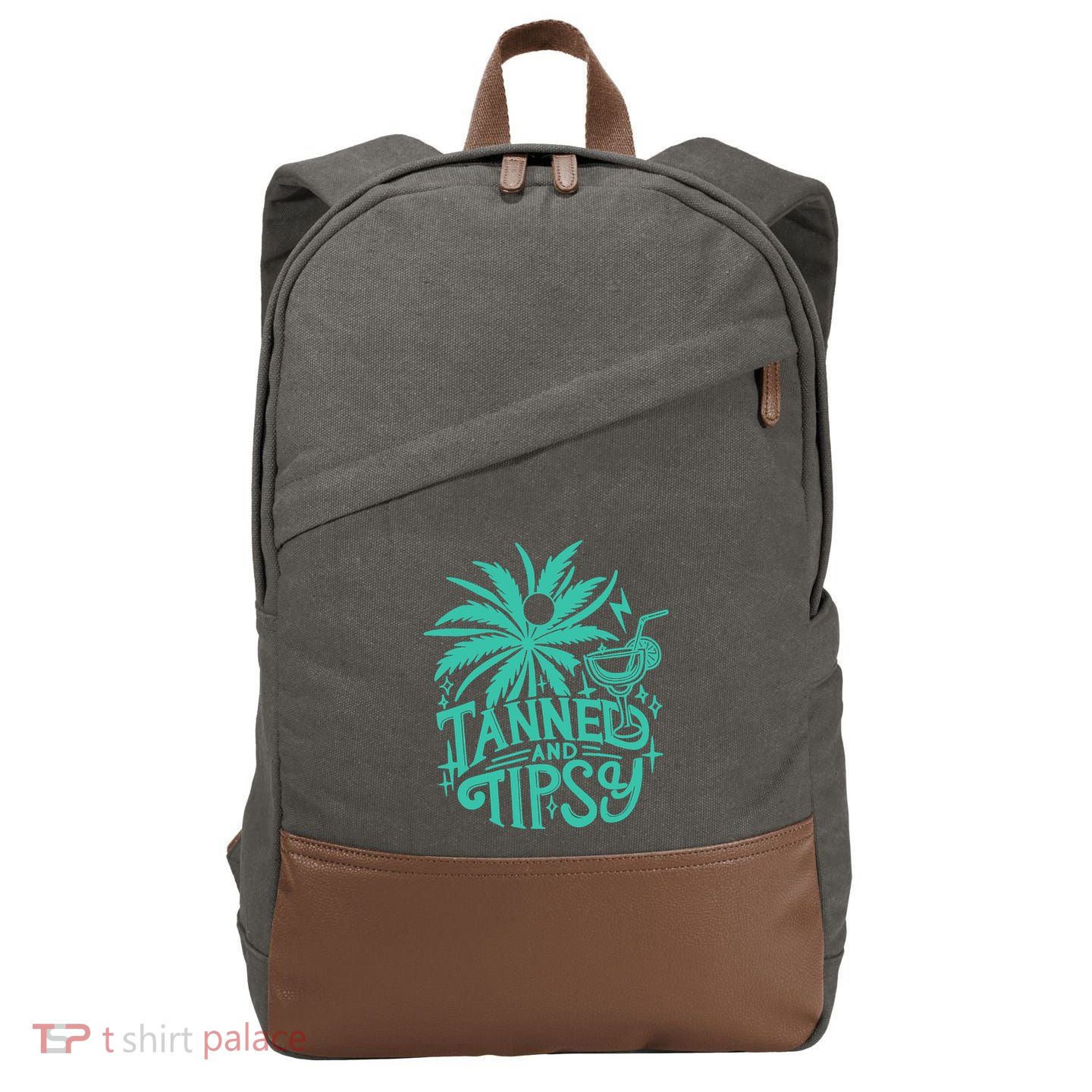 Retro Tanned And Tipsy Beach Summer Vacation Funny Cotton Canvas Backpack