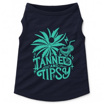 Retro Tanned And Tipsy Beach Summer Vacation Funny Doggie Tank