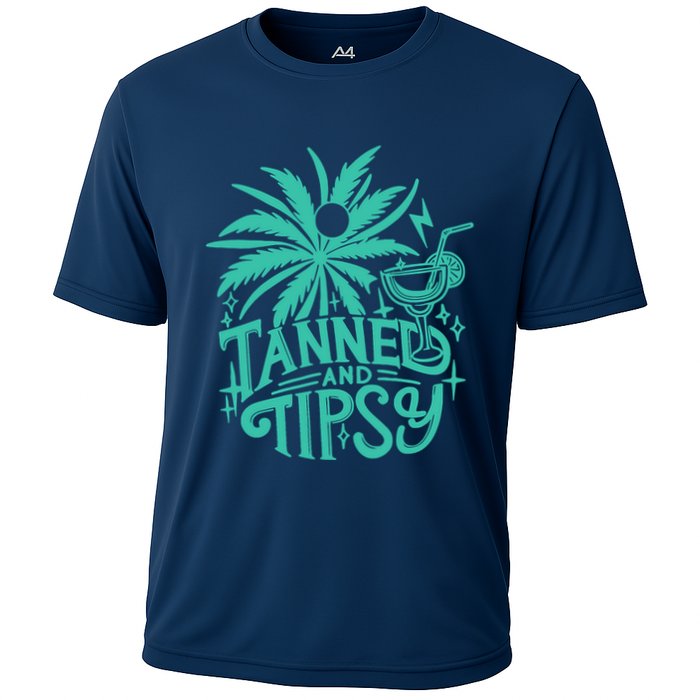 Retro Tanned And Tipsy Beach Summer Vacation Funny Performance Shirt