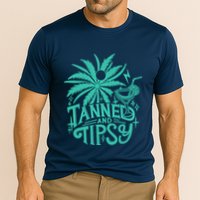Retro Tanned And Tipsy Beach Summer Vacation Funny Performance Shirt