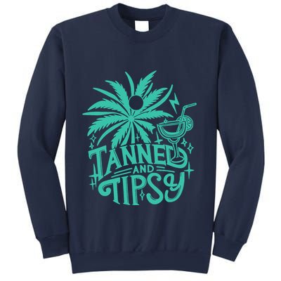 Retro Tanned And Tipsy Beach Summer Vacation Funny Sweatshirt