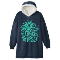 Retro Tanned And Tipsy Beach Summer Vacation Funny Hooded Wearable Blanket