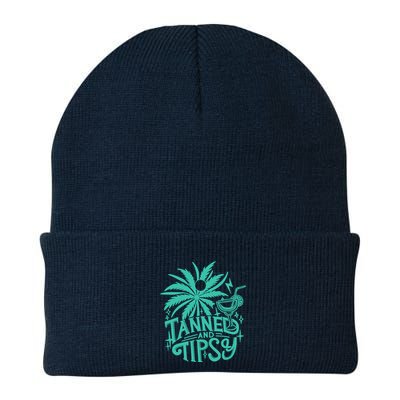 Retro Tanned And Tipsy Beach Summer Vacation Funny Beanie