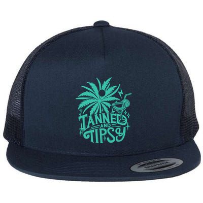 Retro Tanned And Tipsy Beach Summer Vacation Funny Flatbill Hat