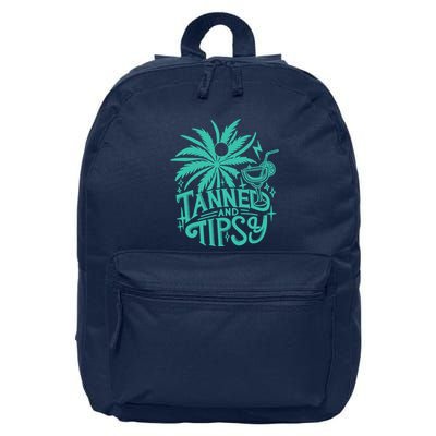 Retro Tanned And Tipsy Beach Summer Vacation Funny 16 in Basic Backpack