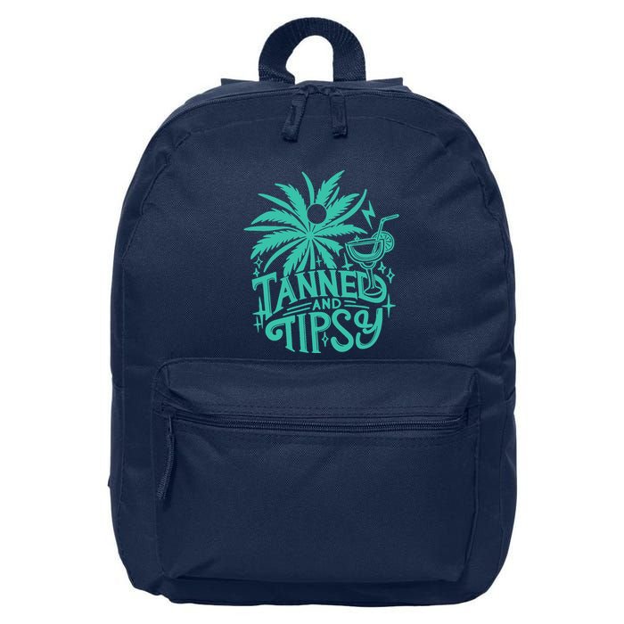Retro Tanned And Tipsy Beach Summer Vacation Funny 16 in Basic Backpack