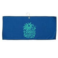 Retro Tanned And Tipsy Beach Summer Vacation Funny Large Microfiber Waffle Golf Towel
