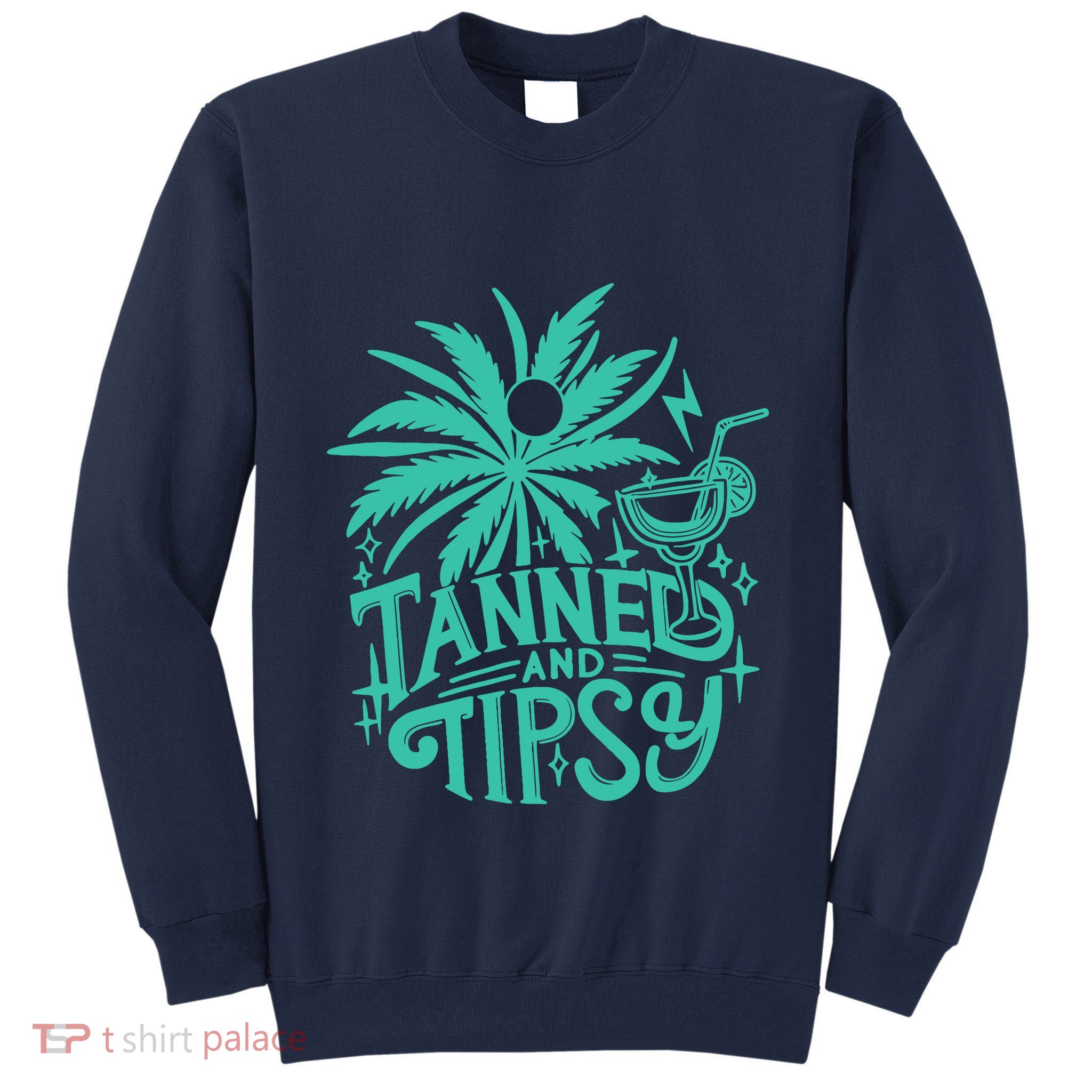 Retro Tanned And Tipsy Beach Summer Vacation Funny Tall Sweatshirt