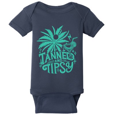 Retro Tanned And Tipsy Beach Summer Vacation Funny Baby Bodysuit