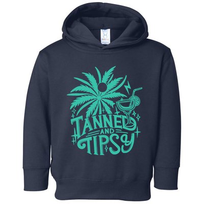 Retro Tanned And Tipsy Beach Summer Vacation Funny Toddler Hoodie