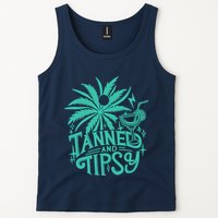 Retro Tanned And Tipsy Beach Summer Vacation Funny Tank Top