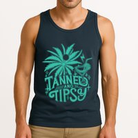 Retro Tanned And Tipsy Beach Summer Vacation Funny Tank Top