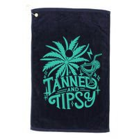 Retro Tanned And Tipsy Beach Summer Vacation Funny Golf Towel