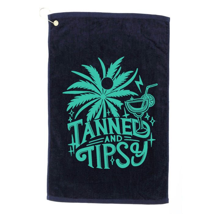 Retro Tanned And Tipsy Beach Summer Vacation Funny Golf Towel