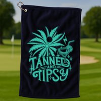 Retro Tanned And Tipsy Beach Summer Vacation Funny Golf Towel