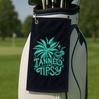 Retro Tanned And Tipsy Beach Summer Vacation Funny Golf Towel