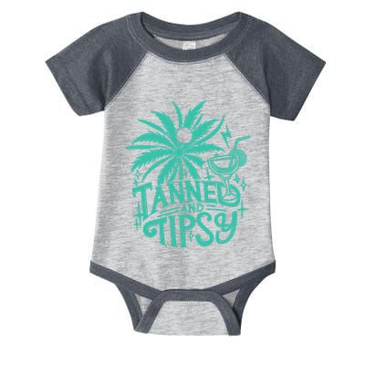Retro Tanned And Tipsy Beach Summer Vacation Funny Infant Baby Jersey Bodysuit