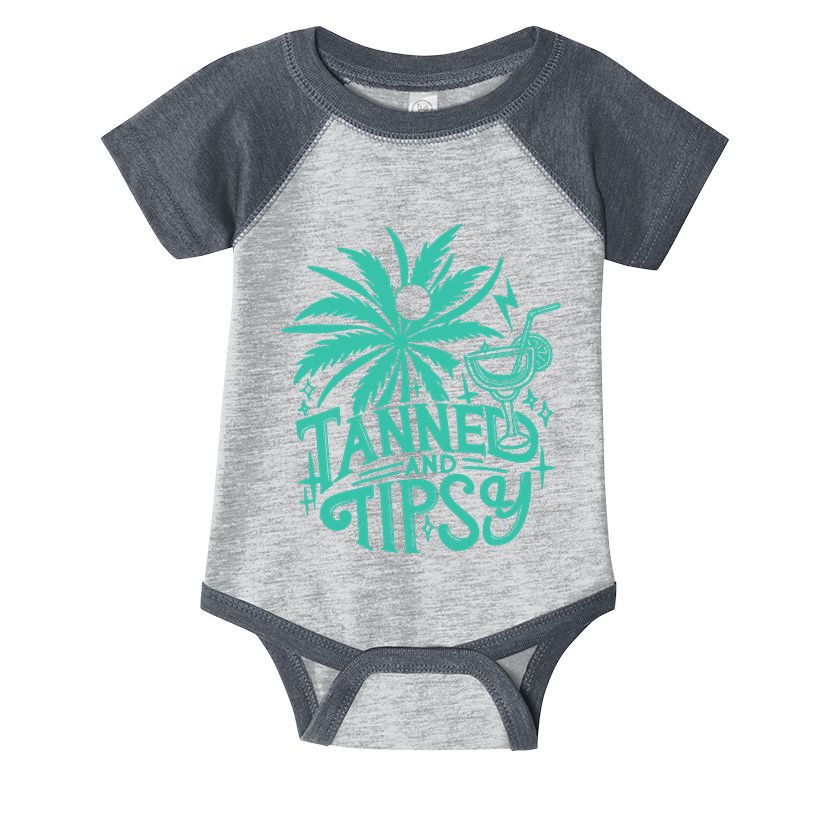 Retro Tanned And Tipsy Beach Summer Vacation Funny Infant Baby Jersey Bodysuit