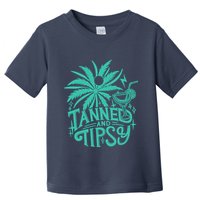 Retro Tanned And Tipsy Beach Summer Vacation Funny Toddler T-Shirt