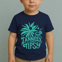 Retro Tanned And Tipsy Beach Summer Vacation Funny Toddler T-Shirt