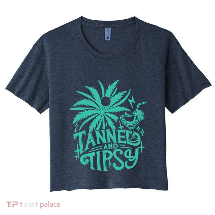 Retro Tanned And Tipsy Beach Summer Vacation Funny Crop Top