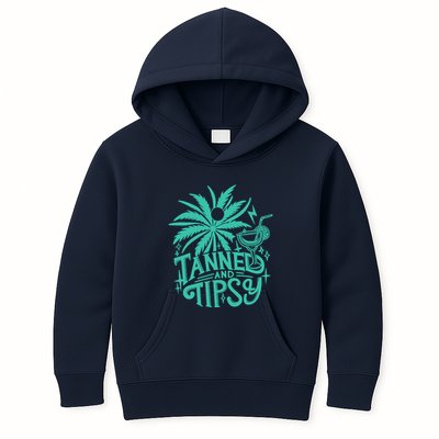 Retro Tanned And Tipsy Beach Summer Vacation Funny Kids Hoodie