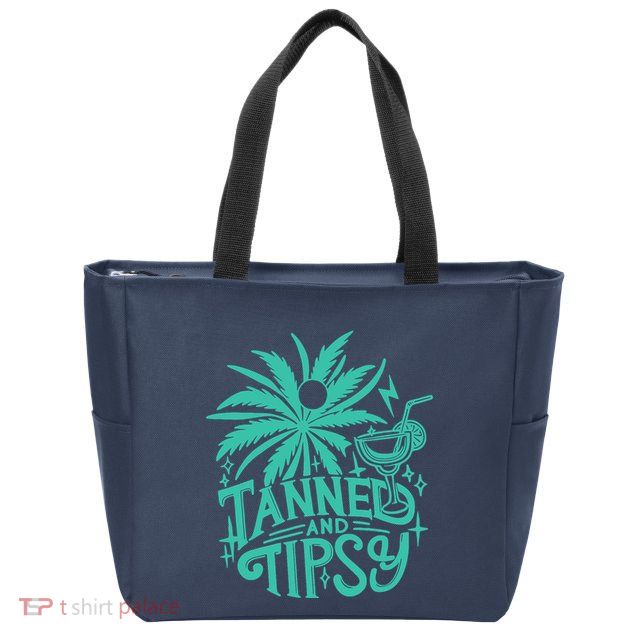 Retro Tanned And Tipsy Beach Summer Vacation Funny Zip Tote Bag