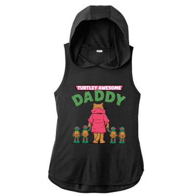 Retro Turtley Awesome Daddy Ladies PosiCharge Tri-Blend Wicking Draft Hoodie Tank