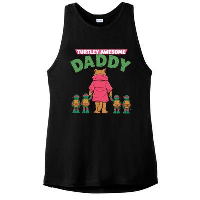 Retro Turtley Awesome Daddy Ladies PosiCharge Tri-Blend Wicking Tank