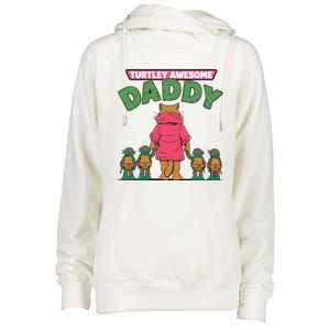 Retro Turtley Awesome Daddy Womens Funnel Neck Pullover Hood