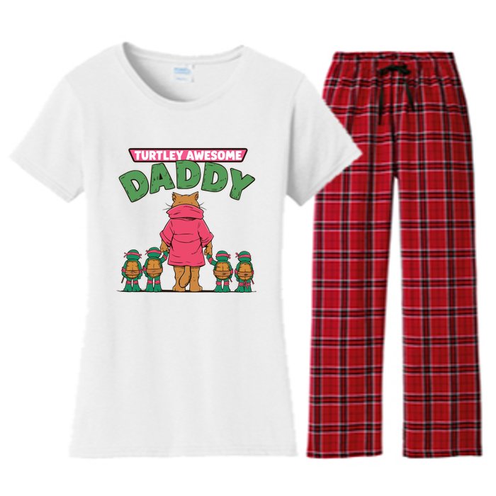 Retro Turtley Awesome Daddy Women's Flannel Pajama Set