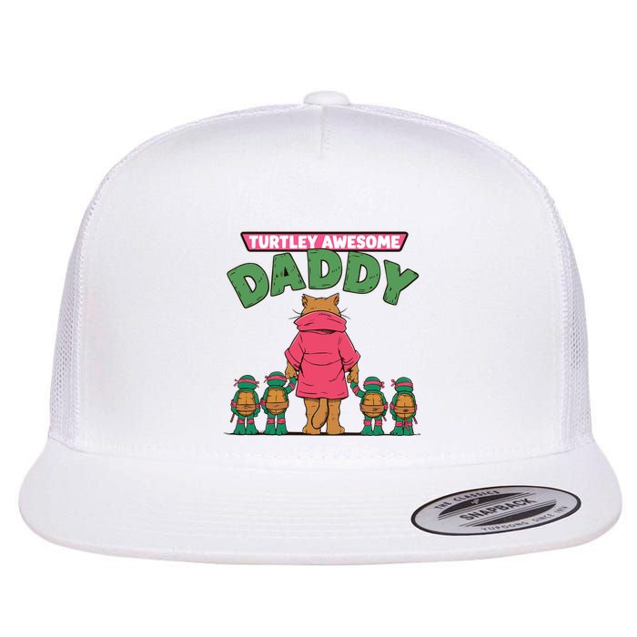 Retro Turtley Awesome Daddy Flat Bill Trucker Hat