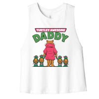 Retro Turtley Awesome Daddy Women's Racerback Cropped Tank