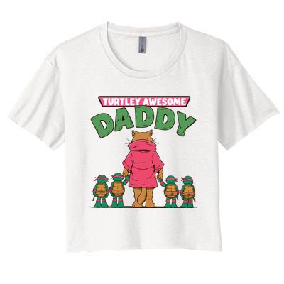 Retro Turtley Awesome Daddy Women's Crop Top Tee