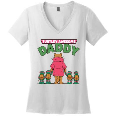 Retro Turtley Awesome Daddy Women's V-Neck T-Shirt