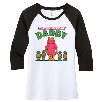 Retro Turtley Awesome Daddy Women's Tri-Blend 3/4-Sleeve Raglan Shirt