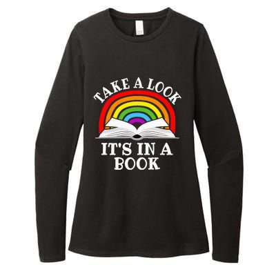 Rainbow Take A Look It's In A Book Funny Reading Womens CVC Long Sleeve Shirt