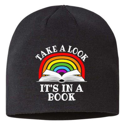 Rainbow Take A Look It's In A Book Funny Reading Sustainable Beanie