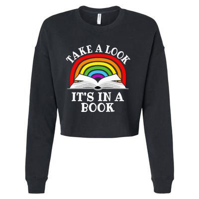 Rainbow Take A Look It's In A Book Funny Reading Cropped Pullover Crew