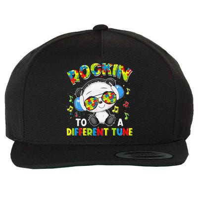 Rockin' To A Different Tune Panda Autism Awarenesss Wool Snapback Cap